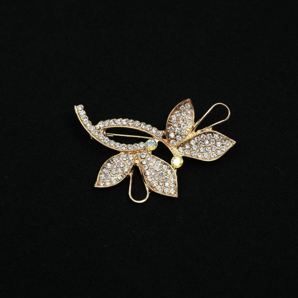 Allmatch Alloy Flower Diamondencrusted Brooch With Antilight Function