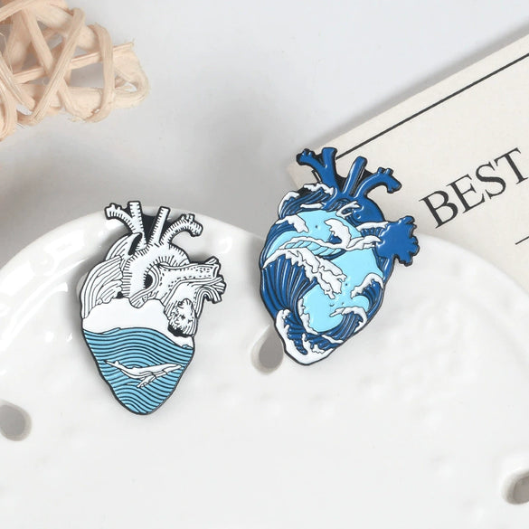 Allmatch Alloy Heartshaped Ocean Series Cartoon Cute Brooch Jewelry With Electroplating