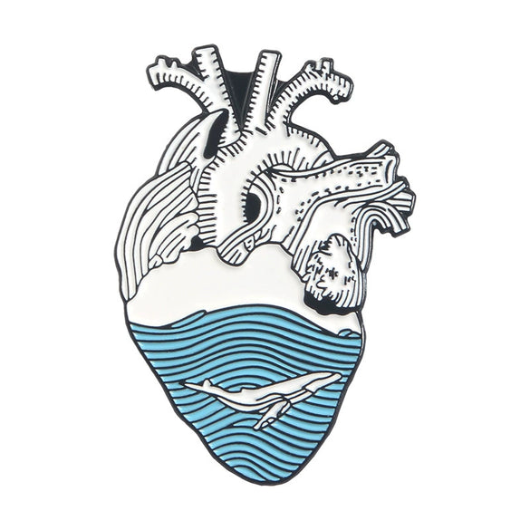 Allmatch Alloy Heartshaped Ocean Series Cartoon Cute Brooch Jewelry With Electroplating