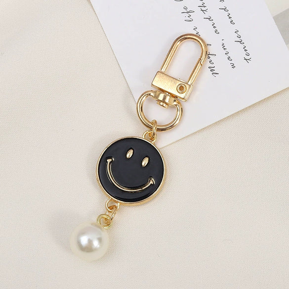 Allmatch Alloy Keychain Pendant With Oil Dropping Flower And Smiley Patterns Semimanual Design