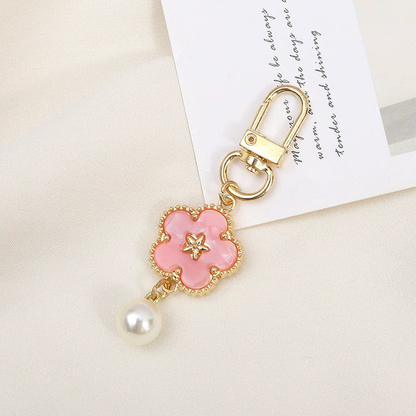 Allmatch Alloy Keychain Pendant With Oil Dropping Flower And Smiley Patterns Semimanual Design