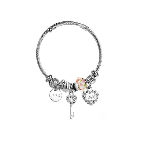 Allmatch Diamondencrusted Fashion Alloy Bracelet With Bee And Heart Patterns For Women
