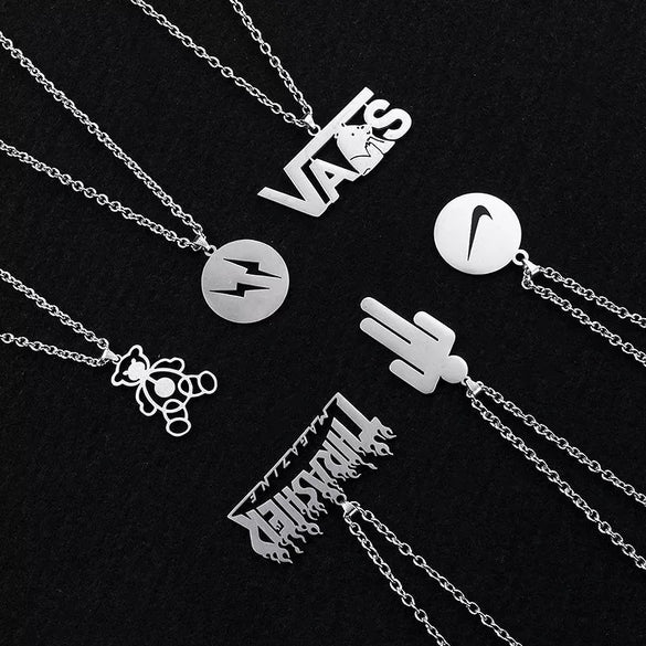 Allmatch Dollar Symbol Pendant Couple Necklace For Students Alloy Material With Electroplating Featuring Animal And Zodiac Patterns