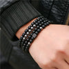 Allmatch Elephant Beaded Elastic Bracelet Black Gallstone Alloy Handmade Unisex Animal Zodiac Pattern
