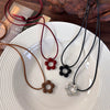 Allmatch Flower Wax Rope Alloy Necklace With Baking Paint And Geometric Style For Women
