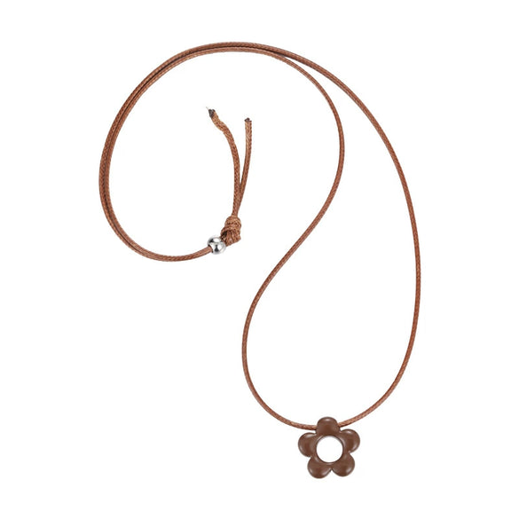 Allmatch Flower Wax Rope Alloy Necklace With Baking Paint And Geometric Style For Women