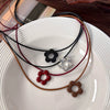 Allmatch Flower Wax Rope Alloy Necklace With Baking Paint And Geometric Style For Women