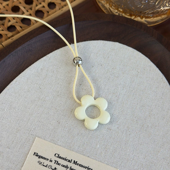 Allmatch Flower Wax Rope Alloy Necklace With Baking Paint And Geometric Style For Women