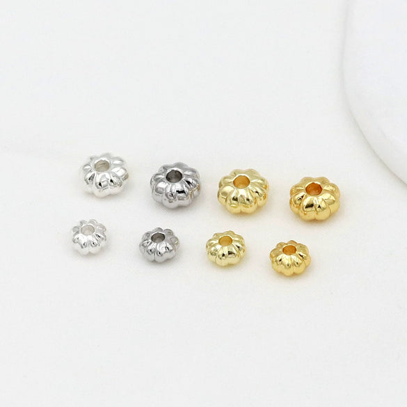 Allmatch Geometric Alloy Flat Beads With Pumpkin Lantern Pattern 18K Goldplated For Diy Handmade Beading