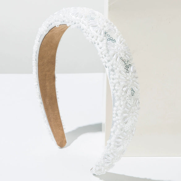 Allmatch Hair Hoop Alloy Handmade Rice Bead Sequins Geometric For Women
