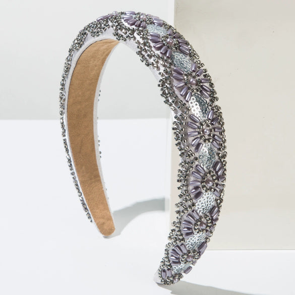 Allmatch Hair Hoop Alloy Handmade Rice Bead Sequins Geometric For Women