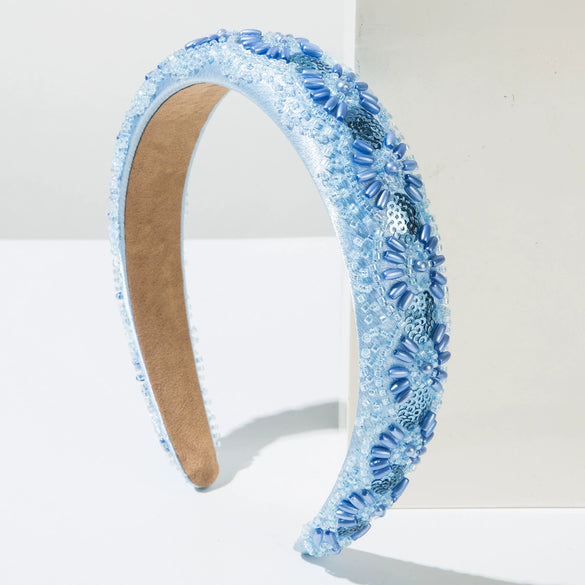 Allmatch Hair Hoop Alloy Handmade Rice Bead Sequins Geometric For Women