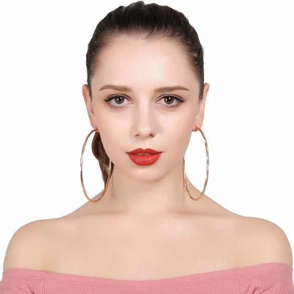 Allmatch Hollow Large Circle Geometric Alloy Earrings With Silver Inlay
