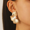 Allmatch Inlaid Pearl Flower Leaf Earrings For Women Alloy Electroplating Style Plants Flowers