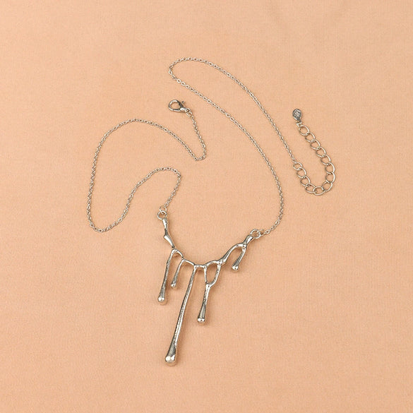 Allmatch Lava Alloy Necklace With Geometric Pattern And Electroplating Treatment Water Wave Chain Style Unisex