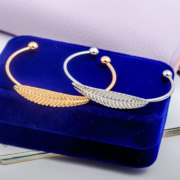 Allmatch Leaf Alloy Bracelet With Electroplating Natural Style