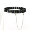 Allmatch Metal Chain Belt With Doublerow Air Eye Rivets Imitation Leather Hiphop Style