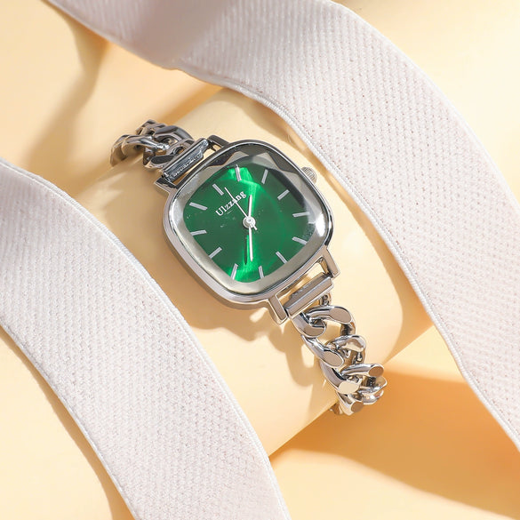 Allmatch Purple Aurora Dial Square Bracelet Watch For Students Alloy Material Fashion Style
