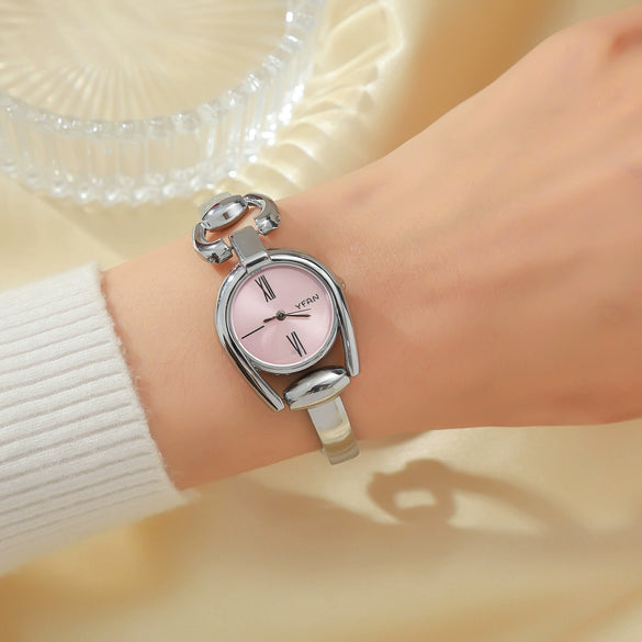 Allmatch Purple Aurora Dial Square Bracelet Watch For Students Alloy Material Fashion Style