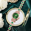 Allmatch Retro Quartz Watch For Women Peacock Green Alloy Case And Strap Round Dial Stainless Steel Buckle