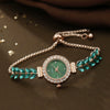 Allmatch Round Diamond Edge Leafshaped Alloy Quartz Jewelry Set For Women