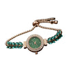 Allmatch Round Diamond Edge Leafshaped Alloy Quartz Jewelry Set For Women