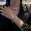 Allmatch Textured Stainless Steel Electroplated Bracelet Necklace Suit
