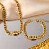 Allmatch Textured Stainless Steel Electroplated Bracelet Necklace Suit