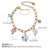 Allmatch 316L Stainless Steel Gold Ceramic Natural Stone Elephant Design Electroplated Necklace For Women