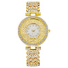Allmatch Women's Leisure Watch With Quicksand Ball Rhinestone Alloy Case And Stainless Steel Buckle Round Dial
