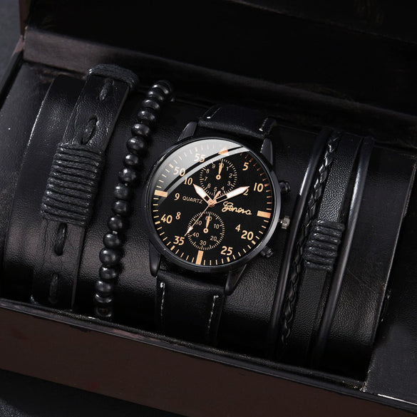 Allmatching Fashion Watch Alloy Case Pu Strap Round Dial