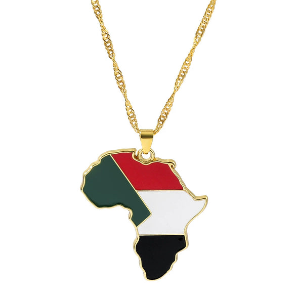 Alloy Africa Map Pendant Necklace With Electroplating Unisex Style