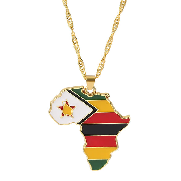 Alloy Africa Map Pendant Necklace With Electroplating Unisex Style