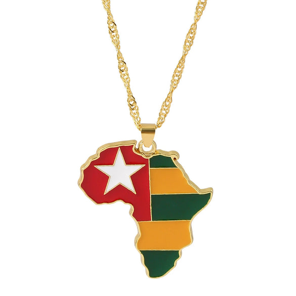 Alloy Africa Map Pendant Necklace With Electroplating Unisex Style