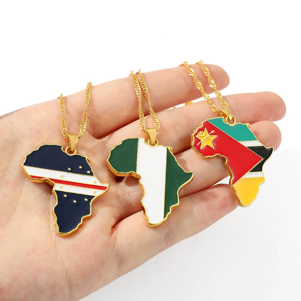 Alloy Africa Map Pendant Necklace With Electroplating Unisex Style