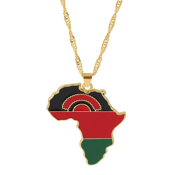Alloy Africa Map Pendant Necklace With Electroplating Unisex Style