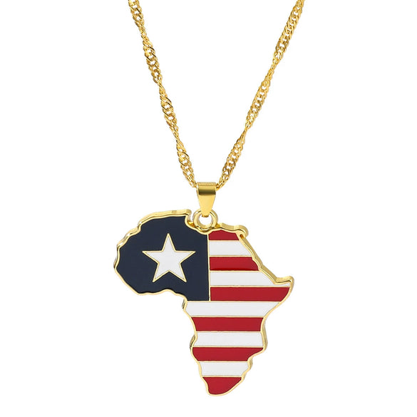 Alloy Africa Map Pendant Necklace With Electroplating Unisex Style