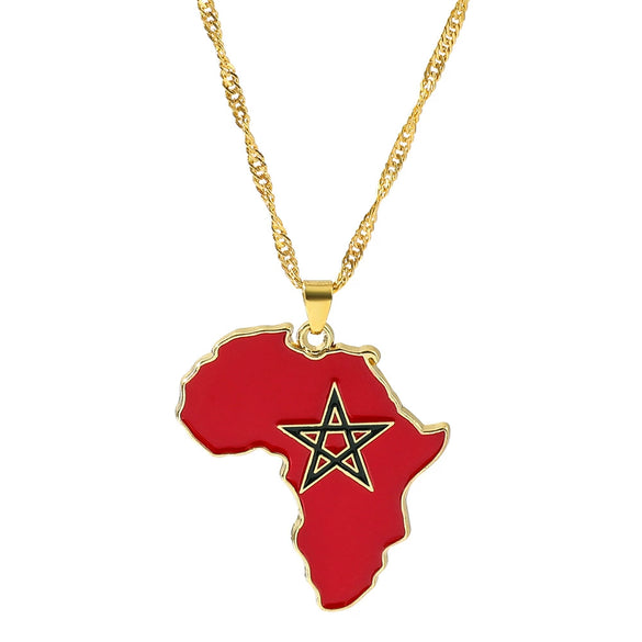 Alloy Africa Map Pendant Necklace With Electroplating Unisex Style