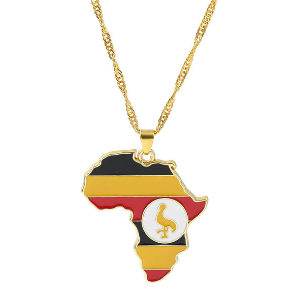 Alloy Africa Map Pendant Necklace With Electroplating Unisex Style