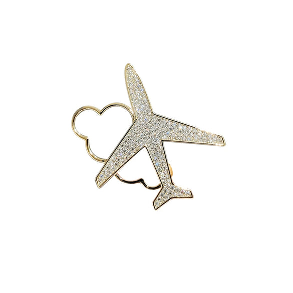 Alloy Aircraft Brooch Natural Style Electroplating For Ladies