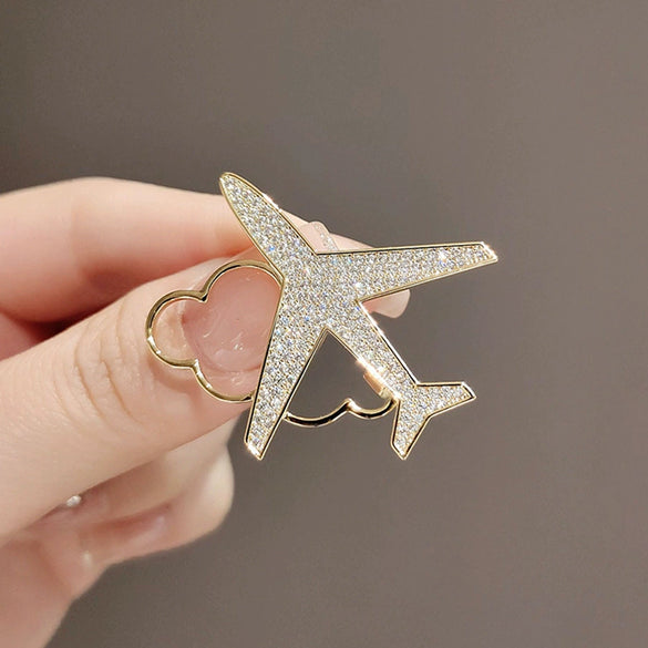 Alloy Aircraft Brooch Natural Style Electroplating For Ladies