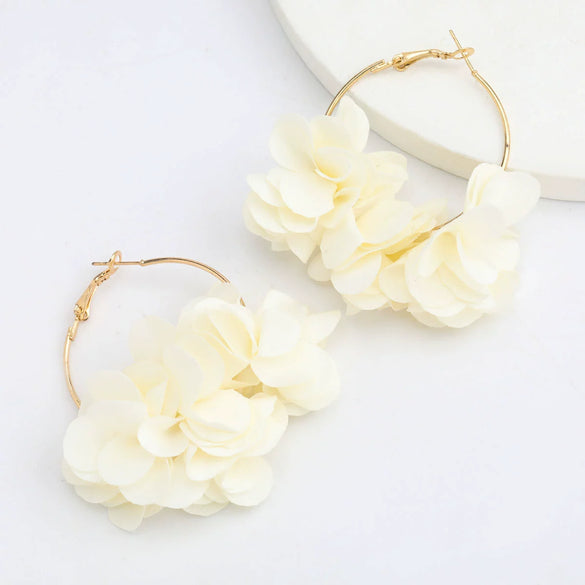Alloy And Cloth Flower Earrings For Women