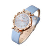 Alloy And Imitation Leather Round Belt Watch And Maple Leaf Jewelry Set For Female Leisure Style