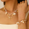 Alloy And Imitation Pearl Shell Chain With Sea Life Pendant Necklace And Bracelet Electroplated Ocean Style For Women