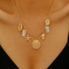 Alloy And Imitation Pearl Shell Chain With Sea Life Pendant Necklace And Bracelet Electroplated Ocean Style For Women