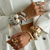 Alloy And Pearl Irregular Pleated Water Drop Cross Bracelet With Ins Style And Electroplating