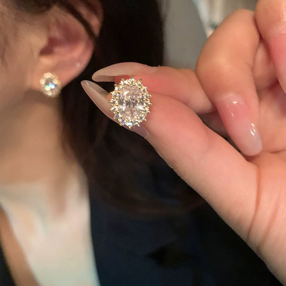 Alloy And 925 Silver Geometric Pigeon Egg Heart Earrings For Women Electroplated