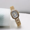 Alloy And Stainless Steel Diamondencrusted Oval Eggshaped Women's Casual Bracelet Watch
