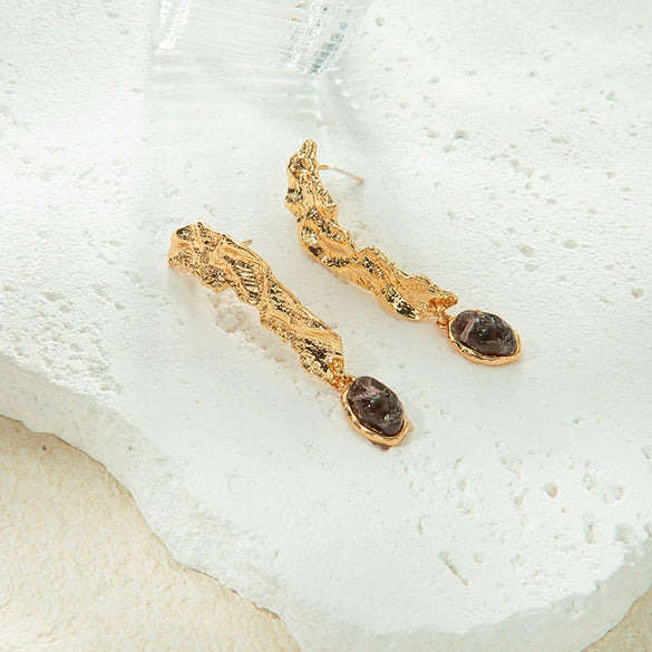 Alloy And Stainless Steel Geometric Style Dangle Earrings With Electroplating Treatment