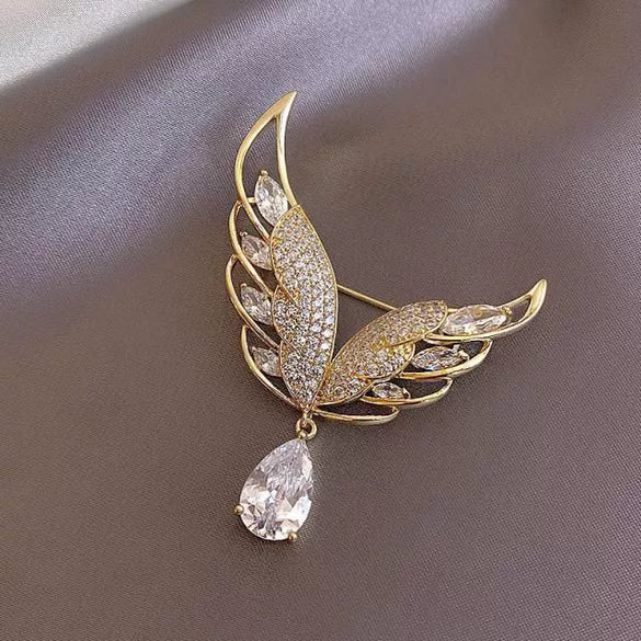 Alloy Angel Wings Water Drop Flower Shape Minimalist Electroplating Women's Clothing Brooch